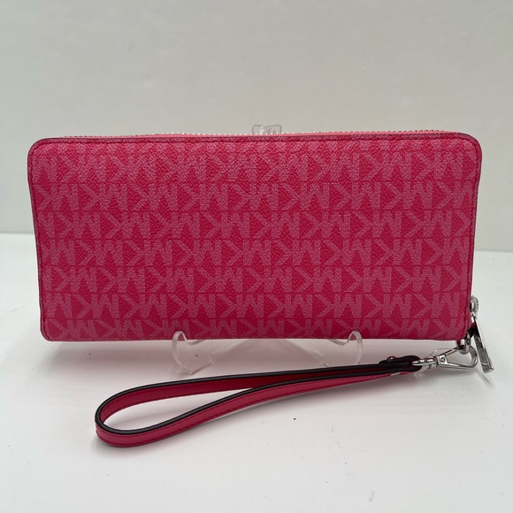 MICHAEL KORS Jet Set Large Signature Logo Continental Wallet Wristlet Phone NWT - Picture 6 of 16